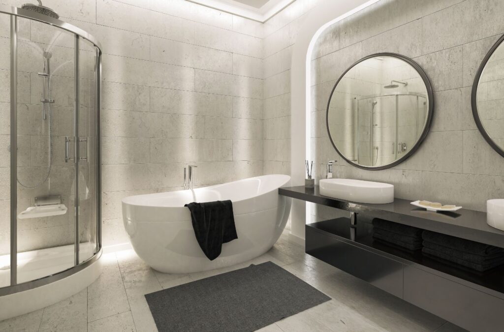 A Swept Up Cleaning Co expert deep cleaning a bathroom in Farmers Branch, TX, ensuring top-quality results and exceptional attention to detail. Cleaning Services near me.