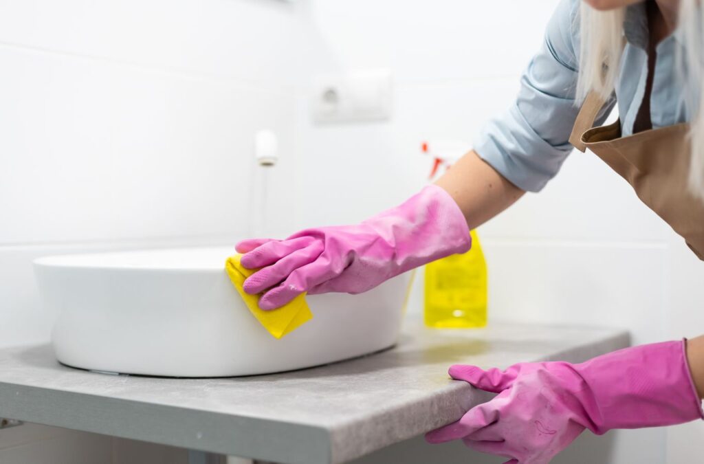 A Swept Up Cleaning Co team member performing Deep Cleaning in Leander, TX, showing the benefits of detailed, locally tailored services.