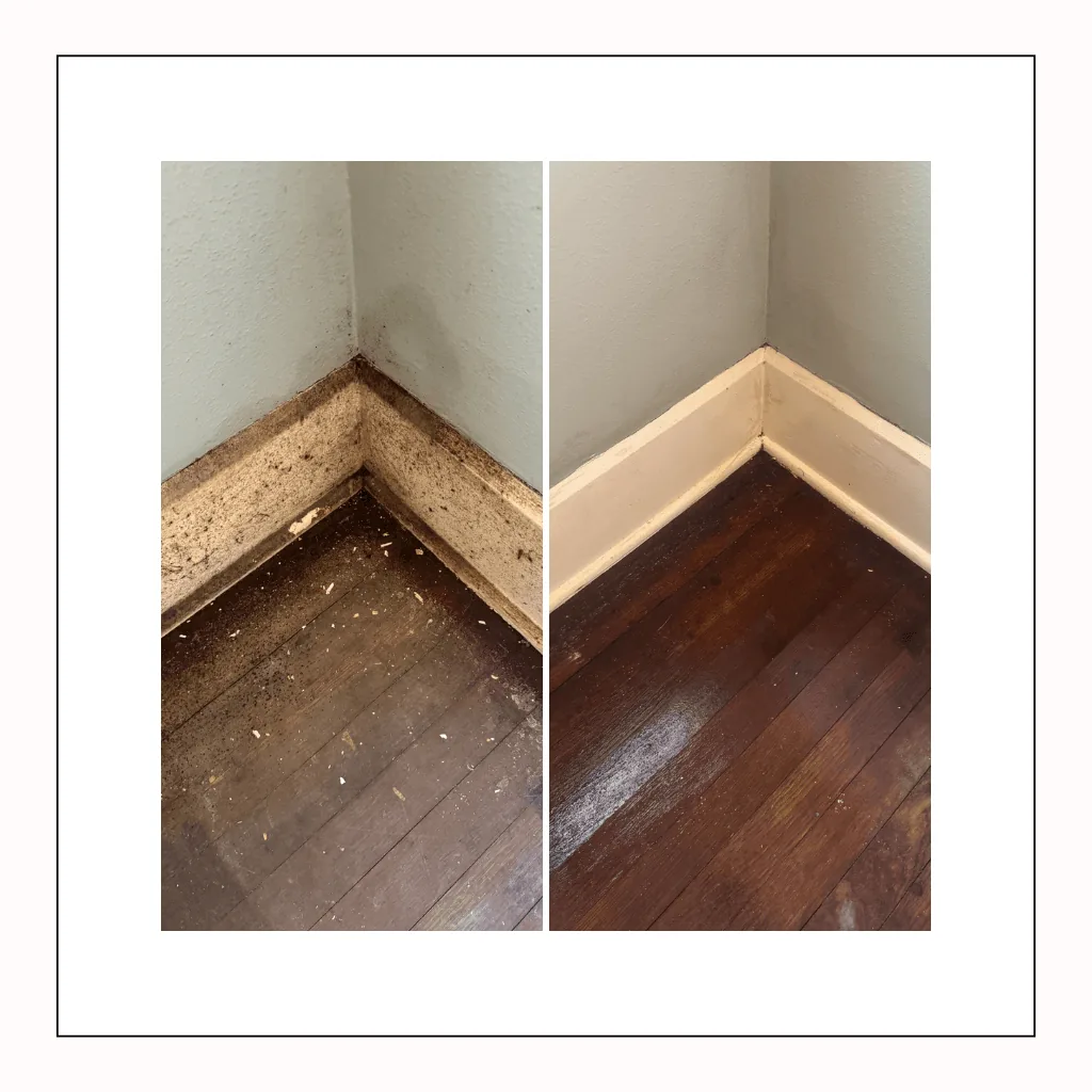 Baseboards and floor edges - move-out clean in Crestview, before and after